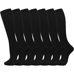 Kompressionssocken 7 Paar für Frauen Männer Zirkulation Kniestrümpfe sind die beste Unterstützung für sportliches Laufen Radfahren Herren Socken 47-49 (Black, XXL) von Generic