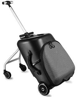 Kreatives Handgepäck für Kinder, Männer und Frauen – Lazy Trolley mit Sitzfunktion für Reisen – Innovative Reisekoffer-Tasche – Ideal für Familienurlaub, Schwarz von Generic