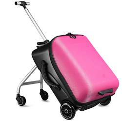 Kreatives Handgepäck für Kinder, Männer und Frauen – Lazy Trolley mit Sitzfunktion für Reisen – Innovative Reisekoffer-Tasche – Ideal für Familienurlaub, rose von Generic