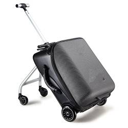 Kreatives Handgepäck für Kinder, Männer und Frauen – Lazy Trolley mit Sitzfunktion für Reisen – Innovative Reisekoffer-Tasche – Ideal für Familienurlaub, schwarz 1 von Generic