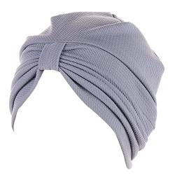 Krebs Kopf Hut Kappe Ethno Bohemian Floral Hair Cover Wrap Turban Kopfbedeckung Turban Kappe für Frauen Stirnbänder für Frauen Mode (b-Grau, Einheitsgröße) von Generic