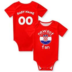 Kroatien Newest Fan Personalisiertes Fußball Baby Body mit Baby Namen und Nummer für Jungen und Mädchen Fans Strampler Rot 3M-2T von Generic