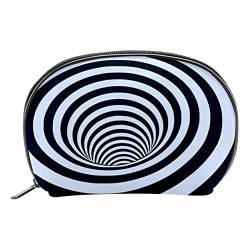 Kulturbeutel, Reise Make up Kosmetiktasche für Damen und Herren,Strudel Schwarz Weiß 3D Illusions Kunst von Generic