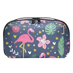 Kulturbeutel Reisetasche, Wasserabweisende Make up Kosmetiktasche Reise Organizer für Zubehör,Flamingo Hibiskus Monstera mit Blumen von Generic