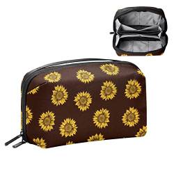 Kulturbeutel für Männer, Reise Kultur Organizer Dopp Kit Wasserfester Rasierbeutel für Kulturzubehör,Sonnenblume brauner gelber Retro Blumendruck von Generic