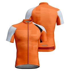 Kurzarm Radtrikot Herren Elastische Atmungsaktive T-Shirt Jersey Funktionsshirt Schnell Trocknen Stoff Fahrradtrikot für Radsport Outdoor Sport(Orange,XXL) von Generic