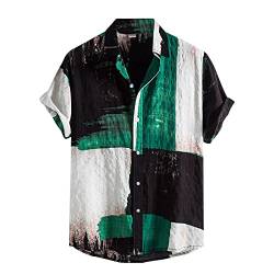 Kurzarmhemden Herren Bügelfrei Hemden mit Kragendruck Kurze Herren Hemden für lässige Umdrehung von Knopf-Ärmeln Weißes Hemd Kurzarm (Green, XXXL) von Generic