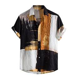 Kurzarmhemden Herren Bügelfrei Hemden mit Kragendruck Kurze Herren Hemden für lässige Umdrehung von Knopf-Ärmeln Weißes Hemd Kurzarm (Yellow, XXXL) von Generic