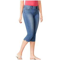 Kurze Hose Damen Sommer Jeans-Caprihosen 3/4 Strech Jeans Sommerhose Leicht Elegant Jogginghose Hoher Bund Yogahose Frauen Freizeithose- Capri Jeans - Yoga Hosen - Caprihose/Jeanshosen von Generic