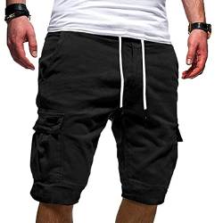 Kurze Hosen Herren Cargohose mit Taschen Stretch Baggy Jogginghose Sommer Cargo Shorts Strandhosen Männer Bequem Arbeitshose Leichte Freizeithose Casual Outdoor Hosen Trekkinghose von Generic