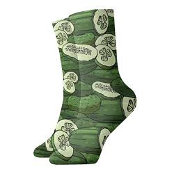 Kurze Socken für Erwachsene, 30 cm, grüne Gurken, Gurken, Unisex, lustige Socken, Sportstrümpfe, für Herren, Damen, Laufen, Fitness, den täglichen Gebrauch, weiß, One size von Generic