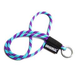 LANYARD Schlüsselanhänger für Kragen oder Armband Tube Long Mehrzweckring mit Metallring zum Aufstecken von Schlüsseln und Gadgets Lanyard Dicke 8 mm bunt, robust und mit Aufklebern, Blaues von Generic