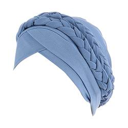 Lässige Kopfbedeckung für Frauen Ethnische Wrap Kopfbezug Bohemian Cancer Zopf hat Turban Mütze Einfaches Haarband für Frauen (Blue, One Size) von Generic