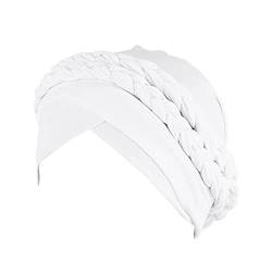 Lässige Kopfbedeckung für Frauen Ethnische Wrap Kopfbezug Bohemian Cancer Zopf hat Turban Mütze Einfaches Haarband für Frauen (White, One Size) von Generic