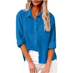 Langärmliges, lockeres Hemd mit Knöpfen, lässiges Plus-Size-Hemd für Damen – Königsblau – XL von Generic