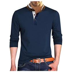 Langarmshirt Herren, Poloshirt Herren Langarm-T-Shirt Outdoor Warm Atmungsaktiv Polohemd Golf Tennis Freizeit Stehkragen Polo Shirts Einfarbig Hemd Sweatshirt Herren blau L von Generic