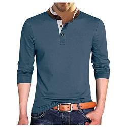 Langarmshirt Herren, Poloshirt Herren Langarm-T-Shirt Outdoor Warm Atmungsaktiv Polohemd Golf Tennis Freizeit Stehkragen Polo Shirts Einfarbig Hemd T Shirts MäNner blau M von Generic