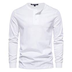 Langarmshirt Herren Henley Shirt Slim-fit Longsleeve Herren Longsleeve Herren Weiß XL von Generic