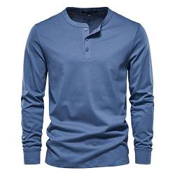 Langarmshirt Herren Henley Shirt Slim-fit Longsleeve Herren Pullover Herren blau M von Generic