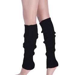 Langer Beinwärmer Stulpen Damen Winter Kälteschutz Thermo Leg Warmers Stricksocken Bequeme Beinstulpen Kniestrümpfe Verdickte Kniewärmer Weich Leg Boot Stockings Rd Knit Warmer Cuffs (Black, One Size) von Generic