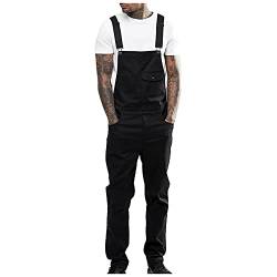 Latzhose Herren Arbeitshose Jeans mit Hosenträger Jumpsuit Herren Langes Bein Viele Taschen Jeans Herren Weit Geschnitten Latzhose Herren Denim Arbeitshosen Männer Overall Streetwear mit Knöpfen von Generic