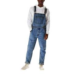 Latzhose Herren Jeans 90Er - Jeanslatzhose Herren Lang Große Größe Overalls Regular Fit Hose Männer Locker Lang Denim-Jumpsuit Outdoor Arbeitslatzhose Loose Arbeitshose/Jeanshose/Cargohose von Generic