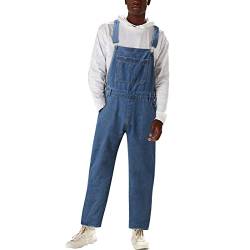 Latzhose Herren Jeans 90Er - Jeanslatzhose Herren Lang Große Größe Overalls Regular Fit Hose Männer Locker Lang Denim-Jumpsuit Outdoor Arbeitslatzhose Loose Arbeitshose/Jeanshose/Cargohose von Generic