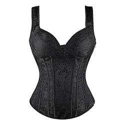 Lazzboy Shapewear Frauen Corset Bruststütze Taille Vertrag Bauch Gürtel Jumpsuits Vollbrust Corsage Korsett Top Gothic Vintage Corsagen Bustier Corsette (Schwarz,L) von Generic