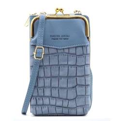 Leder Crossbody Tasche für Damen Kleine Größe Handtasche Messenger Sling Bag Handytasche, Blau von Generic