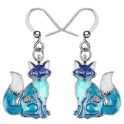 Legierung Cartoon Fuchs Ohrringe Emaille Tropfen baumeln Modeschmuck für Frauen Mädchen Anime Charm Geschenk (Blau) von Generic