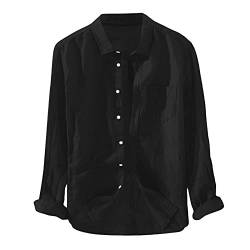 Leinenhemd Herren Sommer Hemden Langarm Casual Freizeithemd Regular Fit Baumwolle Stehkragenhemd S-XXL von Generic
