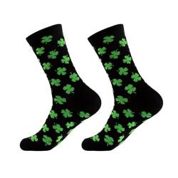 Lustige Socken Herren & Damen aus Baumwolle 1 Paar St. Patrick's Day Socken mit vierblättrigem Kleeblatt-Aufdruck zum Warmhalten, süße Socken mit verschiedenen Mustern von Generic