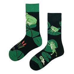 Lustige Socken mit Rundhalsausschnitt, wadenlang, cooles Muster, AB Socken für Damen und Herren, frosch, One size von Generic