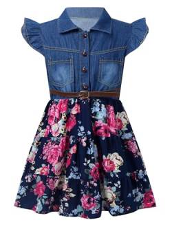 Generic Mädchen Denim Kleid Kurzarm/ärmellos Sommerkleid Kinder Lässig Rock Blusenkleid Kleid Mädchen Ballkleid Mädchen Kleid Langarm Mädchen von Generic