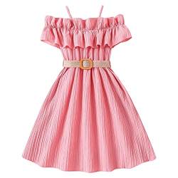 Mädchen Kleider 2023 Sommerkleid Kinderkleid einfarbig hängender Ausschnitt Taillenkollektion Kleid Prinzessin Kleid Mode Outwear T-Shirt Kleid Freizeit Mädchenkleid von Generic