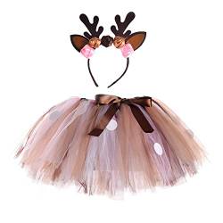 Mädchen Tüllrock Tütü Tutu Rock Faltenrock A-Linien Ballett Skirt Tulle Tutu Röcke Prinzessin Minirock Tanz Rock Tanzkleid Tüllrock Kinder für Party Kostüm (Brown, 4-6 Years) von Generic