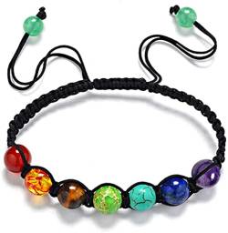 Männer Frauen 7 Chakren Armband Geflochtenes Seil Naturstein Armband Armreif Bead Chakra Armband Professional und Fashion von Generic