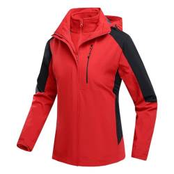 Männer Frauen Outdoor Zweiteilige Kapuze Wandern Schnee Jacken Dicke Warme Windjacke Wasserdichte Parka Mantel Jacke womenRed XL von Generic