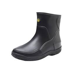 Männer Regen Slip Casual Schuhe Kurz Auf Stiefel Wasser Ankle Outdoor Mode männer Casual Schuhe Herren Schuhe Winter Sportlich (Black, 44) von Generic