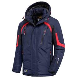 Männer Winter Outdoor Jet Ski Premium Schnee Warme Parkas Jacke Mantel Mit Kapuze Wasserdicht Dicke Fleece Parka Navy 4XL von Generic