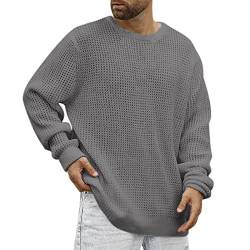 Männlicher Herbst-Winter-beiläufiger fester Strickpullover-Blusen-Langarm-Rundhals-Pullover Mantel Herbst (Dark Gray, XXXL) von Generic