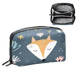 Make up Tasche, Kosmetiktasche, wasserdichter Make up Taschen Organizer,Cartoon Tier Fuchs Blume von Generic