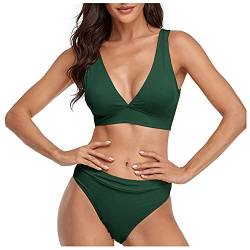 Mastectomy Badeanzüge für Frauen Bikini Bandage Brasilianisches Push-Up Bandeau Set Frauen Badeanzug Strandkleidung Bademode Bademode Tankinis Set, E-Grün, L von Generic