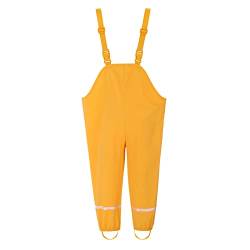 Matschhose Jungen Mädchen Unisex Kinder Wasserdicht Latzhosen Regenhosen mit Verstellbarer Schultern Riemen Reflektierende Streifen Regenlatzhose Overalls Regenkleidung 1 bis 8 Jahre (d-Yellow, 116) von Generic