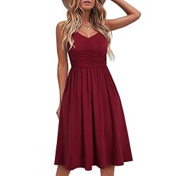 Meine Bestellungen Anzeigen Sommerkleid Damen Knielang A Linien Plissee Trägerkleid Ärmellos Swing Strandkleid Spaghettiträger Tank Kleid Sommer Minikleid Skaterkleid Einfarbig von Generic