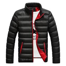 Men's Quilted Jacket in Down Look,Winter Jacket Lined with Stand-Up Collar,Lässige warme Outdoor Jacke Mantel Black 4XL DE1 von Generic