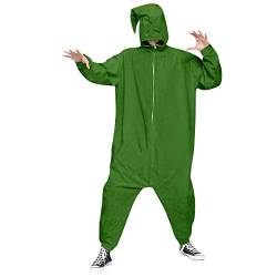 Mens Christmas Solid Color Hooded Zipper Home Pyjamas Party Jumpsuit Jumpsuit Set Outfit Herren Elegant (Army Green, XXL) von Generic
