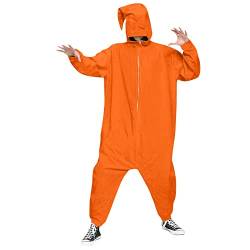 Mens Christmas Solid Color Hooded Zipper Home Pyjamas Party Jumpsuit Jumpsuit Set Outfit Herren Elegant (Orange, L) von Generic