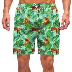 Mens Frühling Sommer Lässige Shorts Hosen Bedruckte Sport Strandhose mit Taschen Badehose Herren 58 (Green, XL) von Generic