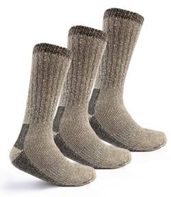 Merinowolle Socken,3er Pack,Thermosocken für den Winter,Wandersocken aus Wolle,Warme Winter Crew Socken,Merinowolle & Baumwolle,natürliche Temperaturregulierung, Nautral, Large von Generic